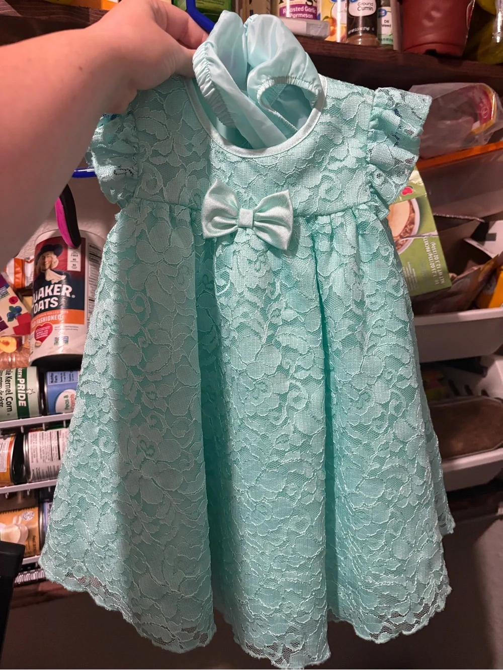 George Mint Lace Bow Party Dress